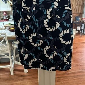 Leifsdottir Navy and White Abstract Pencil Skirt